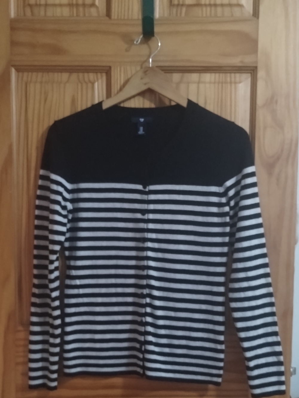 GAP Black and White Striped Cardigan